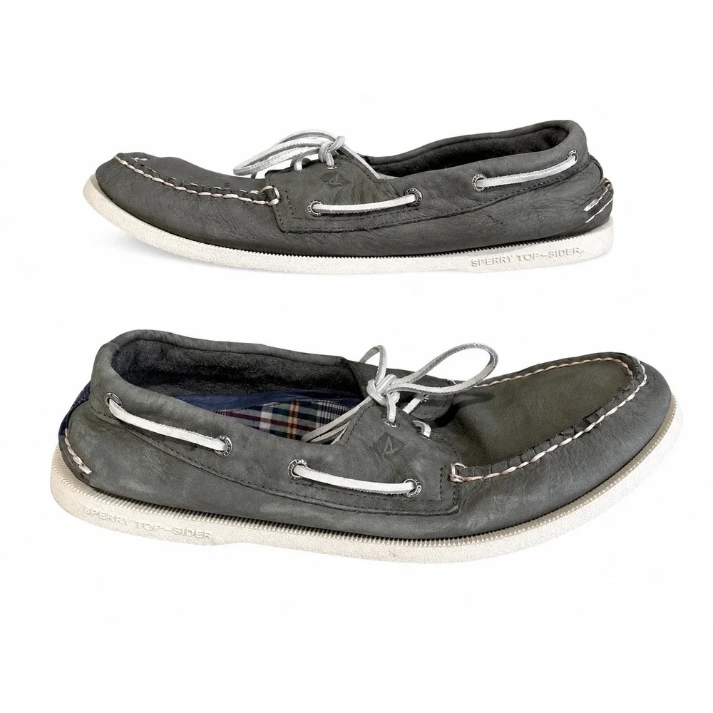 Sperry TopSider Mens Authentic Original 2Eye Grey Leather Boat Shoes STS22797 13